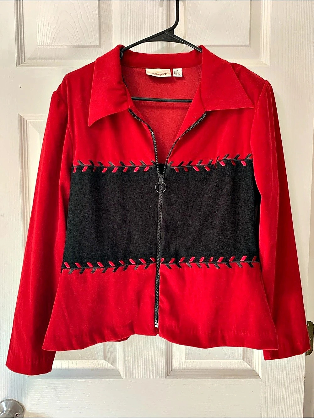 Worthington Color Block Velvet Jacket Size 12